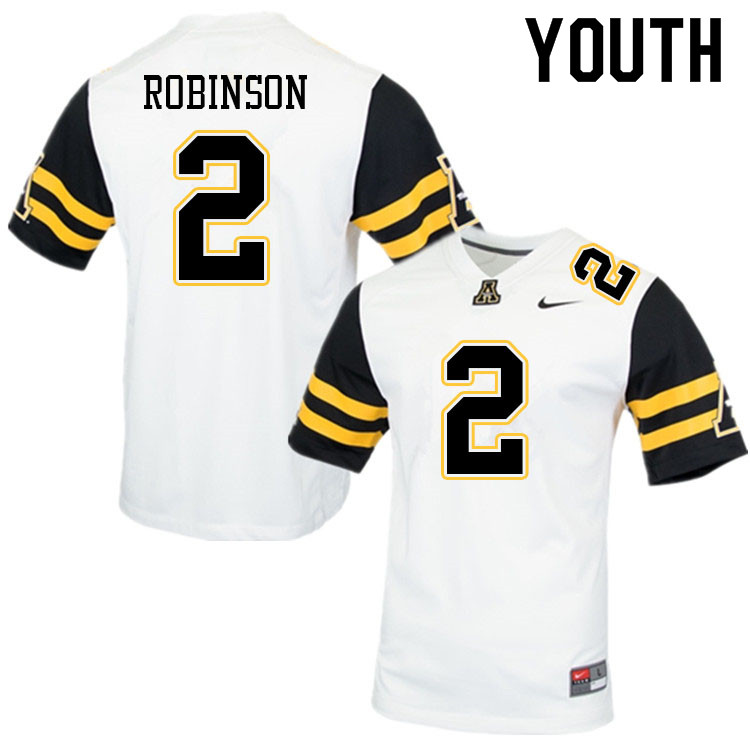 Youth #2 Kaedin Robinson Appalachian State Mountaineers College Football Jerseys Sale-White